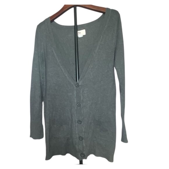 SO XL Gray Button-Down Boyfriend Cardigan Sweater Pockets Casual Cozy Comfort - Picture 3 of 7